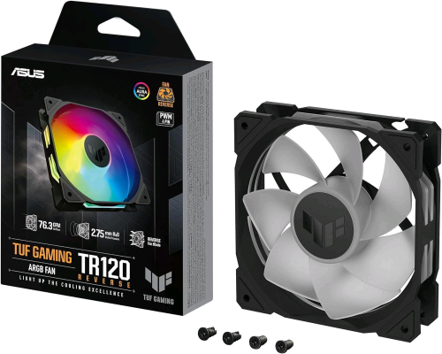 ASUS TUF GAMING TR120 ARGB FAN REVERSE VENTOLA 120mm PWM 2.000rpm 16 LED RGB INDIRIZZABILI SINGOLARMENTE NERO